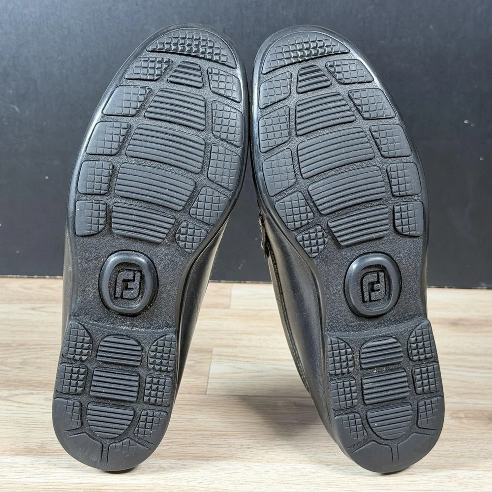 FootJoy Loafers Mens Size 7.5 Black Red Leather Slip On Casual Shoes Golf 79015